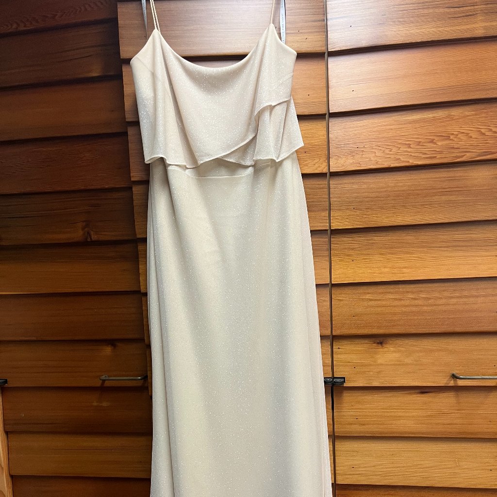 Jenny Yoo Blake Crossover Bridesmaid Dress Gold Glitter Size 10